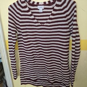 Burgundy and white striped sweater